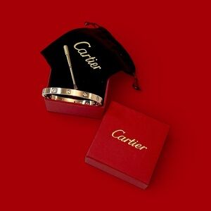 Love Bangle Bracelet Rose Gold Size 17 10 Diamond Double Screw - Screw Driver